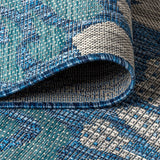 JONATHAN Y SMB110C-8 Zinnia Modern Floral Textured Weave Indoor Outdoor Area-Rug Bohemian Coastal Easy-Cleaning Bedroom Kitchen Backyard Patio Non Shedding, 8 X 10, Navy/Aqua JONATHAN Y