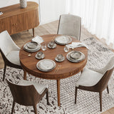 WERMO 47'' Round Dining Table for 4 People - Pre Assembled Round Kitchen Table with 2 Hidden Storages. Modern Dining Table, Round Wood Dining Table, Circle Dining Table, Modern Round Table (Walnut) WERMO