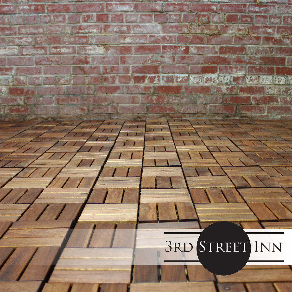 Deck Tiles - Patio Pavers - Acacia Wood Outdoor Flooring - Interlocking Patio Tiles - 12"x12" (10 Pack) - Oiled Acacia Finish - Checker Pattern Decking 3rd Street Inn