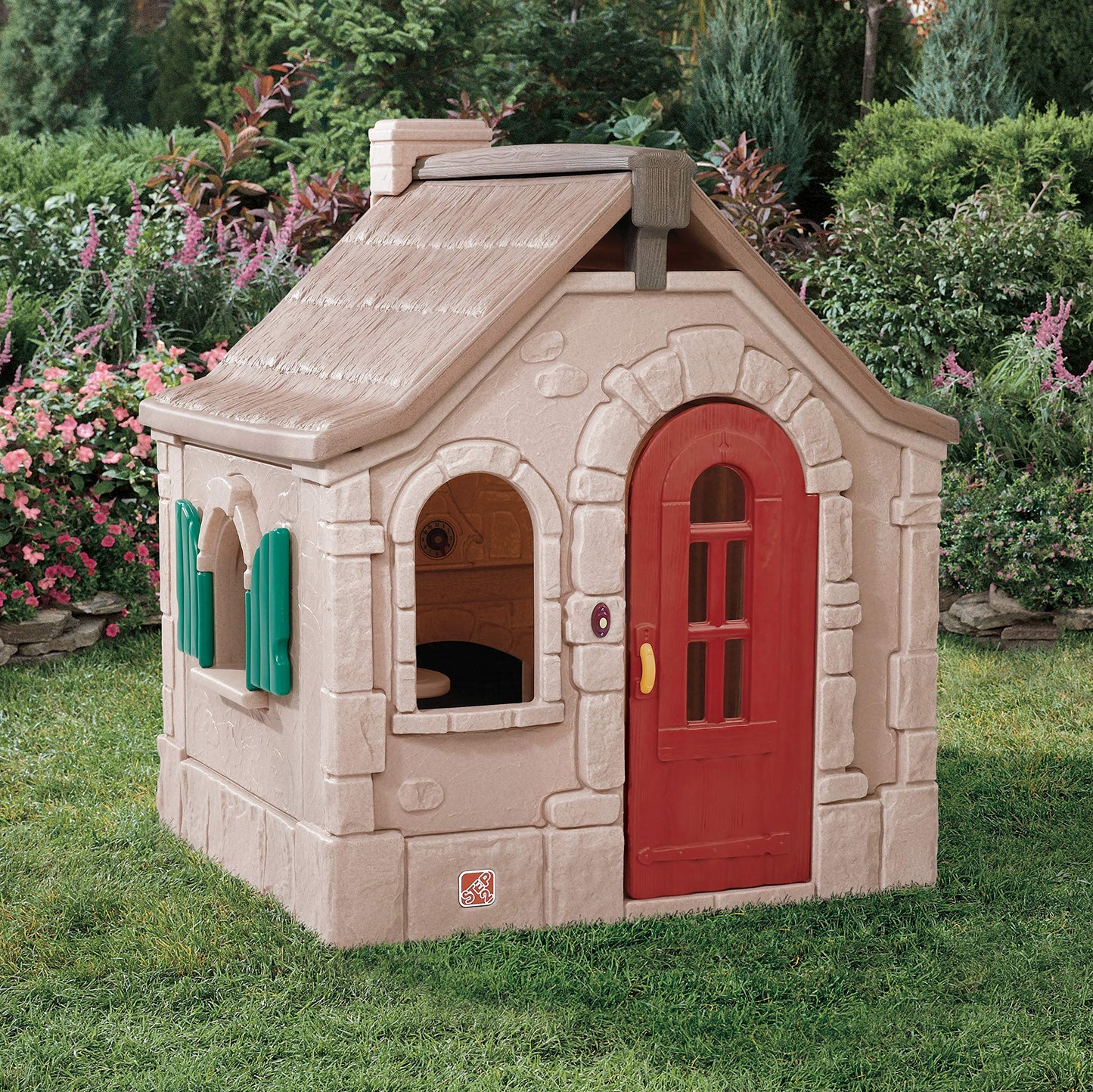 Step2 Naturally Playful StoryBook Cottage for Kids, Outdoor Playhouse with Realistic Details and Interactive Features for Toddlers, Ages 1.5+ Years Old, Easy Assembly