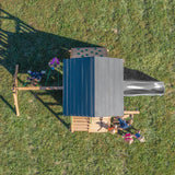 Backyard Discovery Endeavor All Cedar Wood Swing Set Playset with Gray Wave Slide for Backyard with Large Clubhouse Rope Ladder Rock Climbing Wall Wave Slide 2 Belt Swings and 1 Web Swing Gift Backyard Discovery