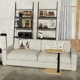 YUHFERA Sofa Tray Table for Couch Arm - Side Table Tray for Small Spaces, Bamboo Height Adjustable Table for Bed or Chair with Phone & Tablet Slots, TV Tray Table for Living Room YUHFERA