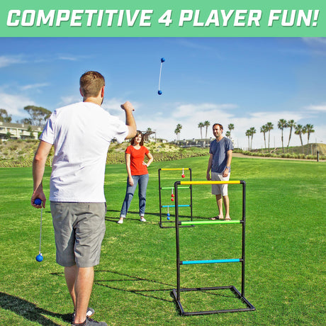 GoSports Indoor/Outdoor Ladder Toss Game Set with 6 Rubber Bolos, Carrying Case and Score Trackers GoSports