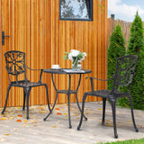 NUU GARDEN 3 Piece Outdoor Bistro Set Cast Aluminum Patio Set Bistro Table Set Rustproof Patio Table and Chairs with Umbrella Hole for Backyard, Balcony, Front Porch, Black NUU GARDEN