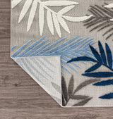 Rugshop Blue Palm Frond Indoor/Outdoor Area Rug Non-Shedding Easy Cleaning for Patio, Deck and Living Room, 5' x 7' Rugshop