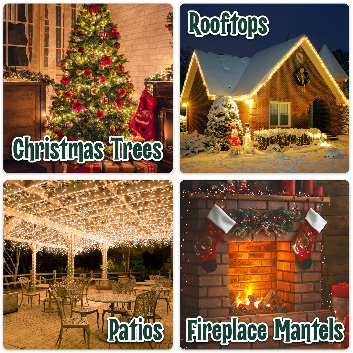 Clear Warm White Christmas Tree Lights - 6.3 ft String of 35 Incandescent Mini Bulbs Multifunctional Lighting Modes, for Decorative, Bedroom, Outdoor, Xmas Twinkle Lights with Green Wire Total 6.6 ft stargo