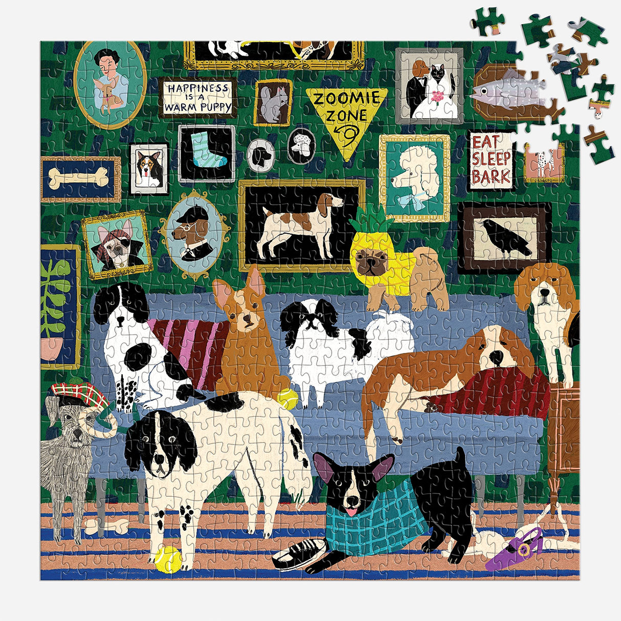Galison Lounge Dogs – 500 Piece Puzzle Fun and Challenging Activity with Bright and Bold Artwork of Dogs Lounging Around for Adults and Families Galison