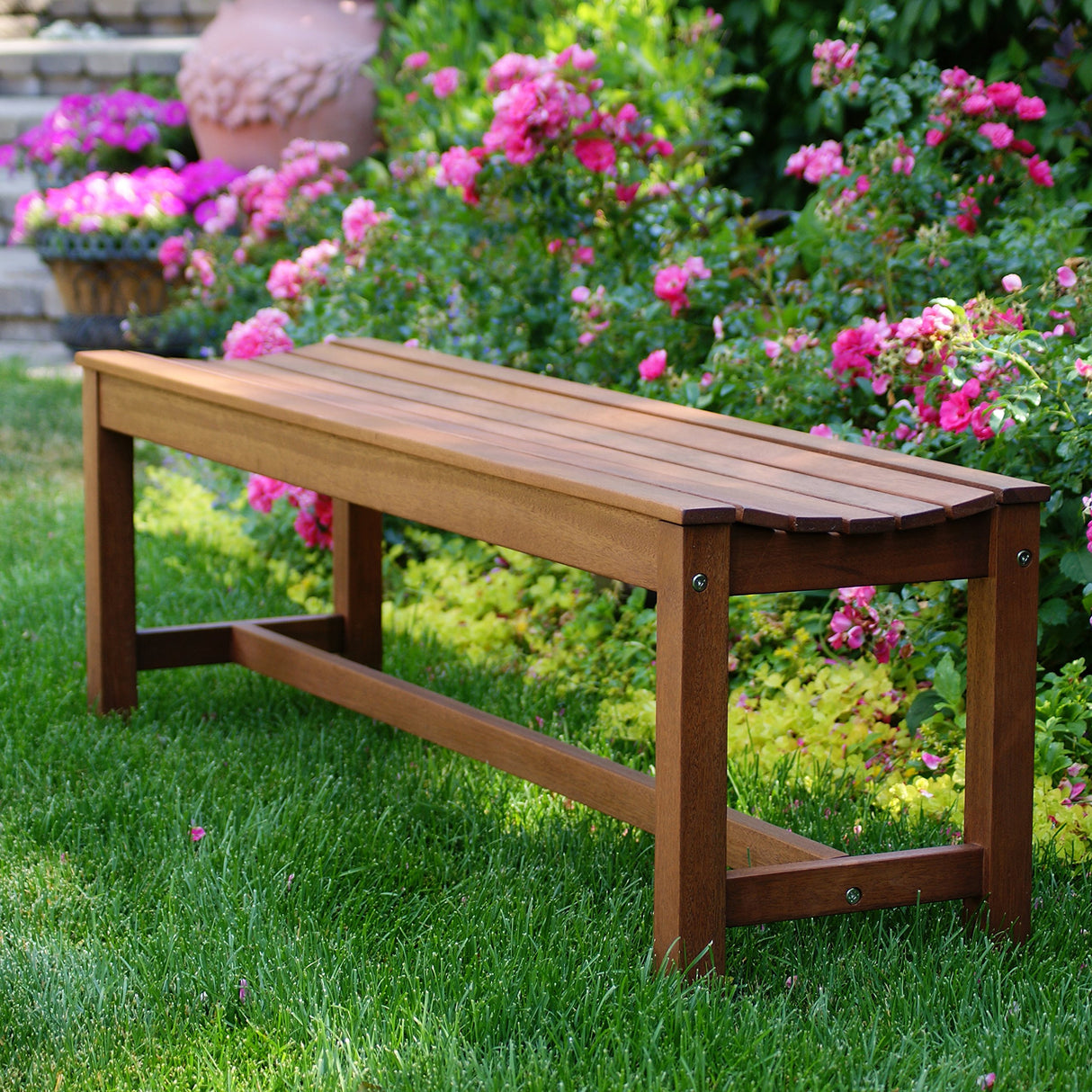 Outdoor Interiors 60404 3 Person Backless Eucalyptus Bench Outdoor Interiors