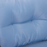 Outsunny 5 Pieces Rattan Wicker Lounge Chair Outdoor Patio Conversation Set with 2 Cushioned Chairs, 2 Ottomans and Tempered Glass Top Coffee Table, Blue Outsunny