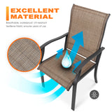 NUU GARDEN 7 Pieces Patio Dining Set, All-Weather Outdoor Furniture with 6 Textilene Dining Chairs and 61" Rectangle Metal Dining Table with Umbrella Hole for Patio Deck Garden, Black and Brown NUU GARDEN