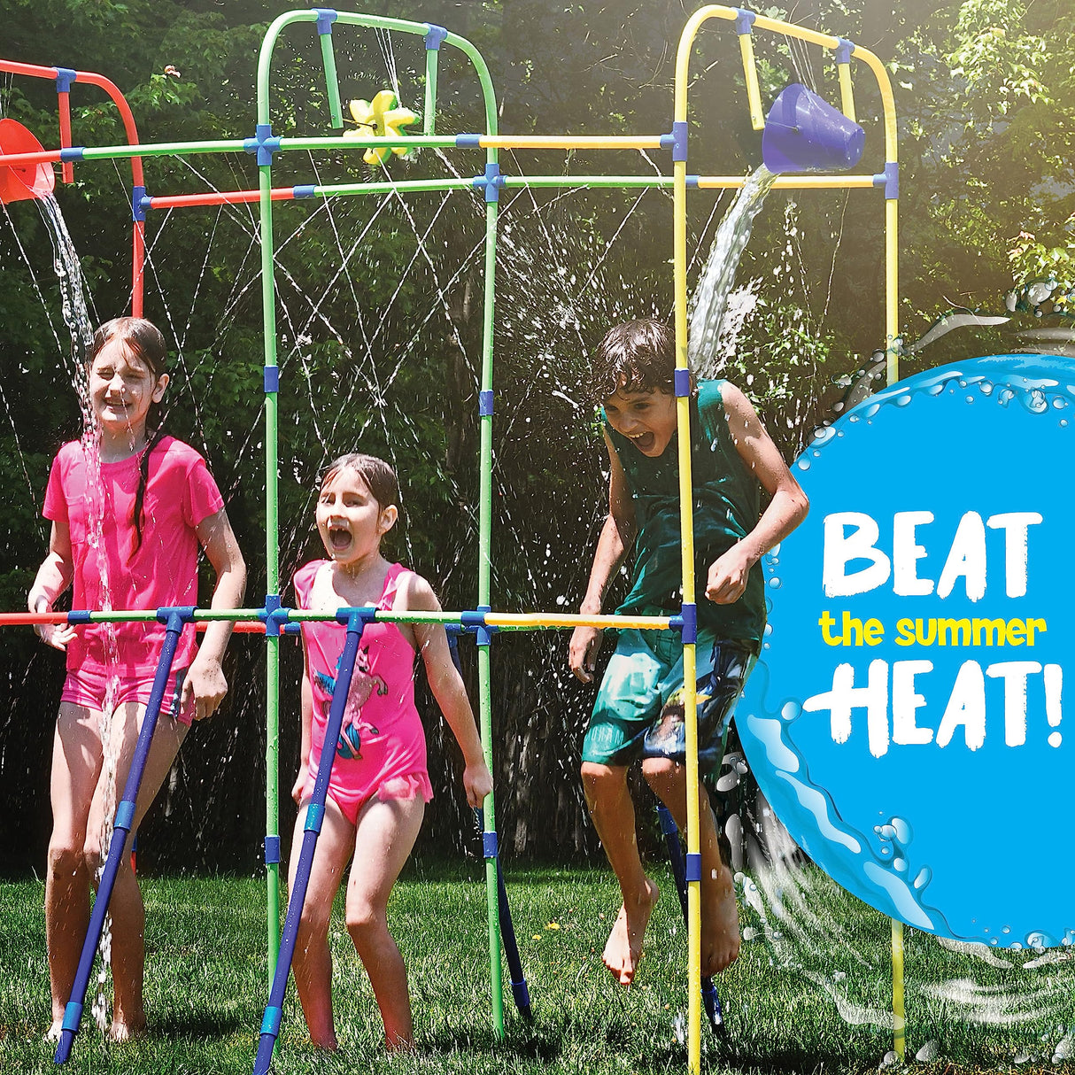 Backyard Waterpark with Splash Wheel, Dump Buckets for Kids Outdoor Water Play PUDDLE SPLASHERS