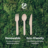 100% Compostable Cutlery Set - 300 Pieces Wooden Compostable Utensils [120 Forks, 90 Knives, 90 Spoons] - Disposable Wooden Cutlery, Eco Friendly Forks And Spoons Disposable Cutlery Set Party Utensils GO GO GREEN