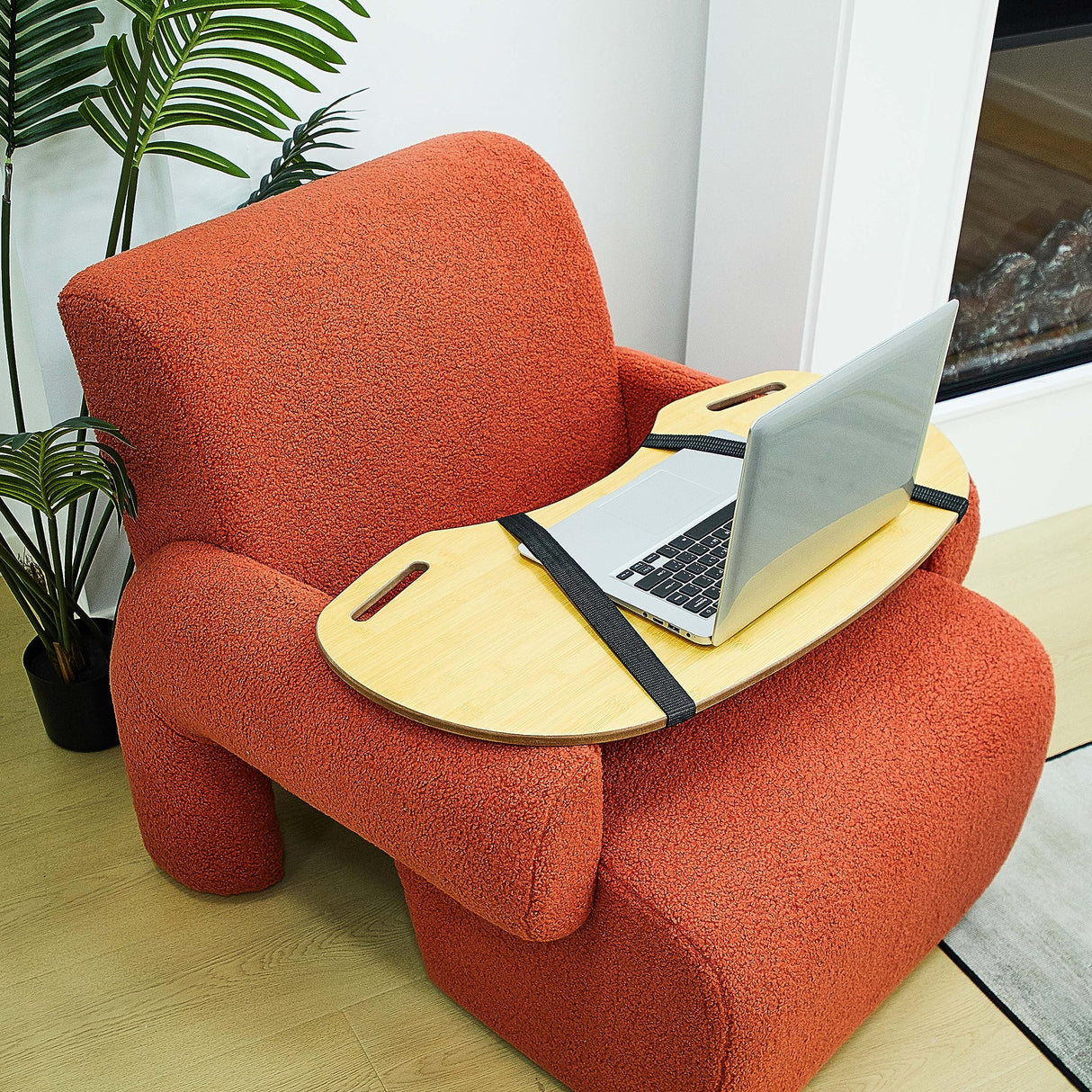 Thyle 2 Pcs Wood Curved Lap Desk 30.5'' x 12.5'' Lap Table with Handles Wooden Lap Board Curved Keyboard Lap Tray for Laptop Computer Mouse Thyle