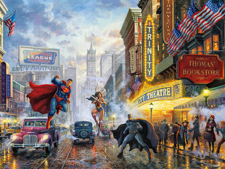 Ceaco - Thomas Kinkade - DC Comics - Justice League - Batman, Superman, and Wonder Woman: The Trinity - 500 Piece Jigsaw Puzzle Ceaco