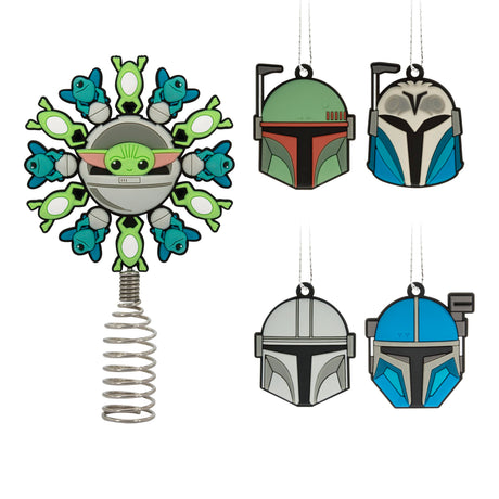 Hallmark Star Wars: The Mandalorian Mini Christmas Tree Topper and Ornaments, Set of 5 Hallmark