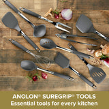 Anolon SureGrip Stainless Steel Meat Fork/Kitchen Tool, 13.25 Inch, Gray,46288 Anolon