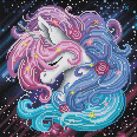 DIAMOND ART CLUB Aurora The Unicorn Diamond Painting Kit, Fantasy Diamond Canvas, Round 5D Diamond Art Kits for Adults and All Ages, 13" x 13" (33 x 33 cm) DIAMOND ART CLUB