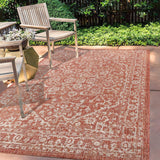 JONATHAN Y Boho Medallion Indoor Outdoor Area Rug 8X10 Red/Taupe, Malta Textured Weave for Backyard, Patio, Porch, Easy-Cleaning, High Traffic, Pet-Friendly, Non-Shedding (SMB104A-8) JONATHAN Y