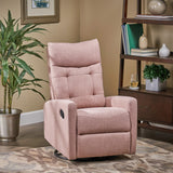 Great Deal Furniture Ishtar Contemporary Glider Swivel Push Back Nursery Recliner - Light Blush and Black Finish 25D x 35.75W x 39H in GDFStudio