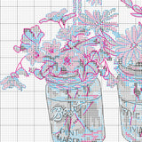 Dimensions 70-35378 Mason Jar Flowers Counted Cross Stitch Kit, 14 Cnt. White Aida Cloth, 14 x 10 Dimensions