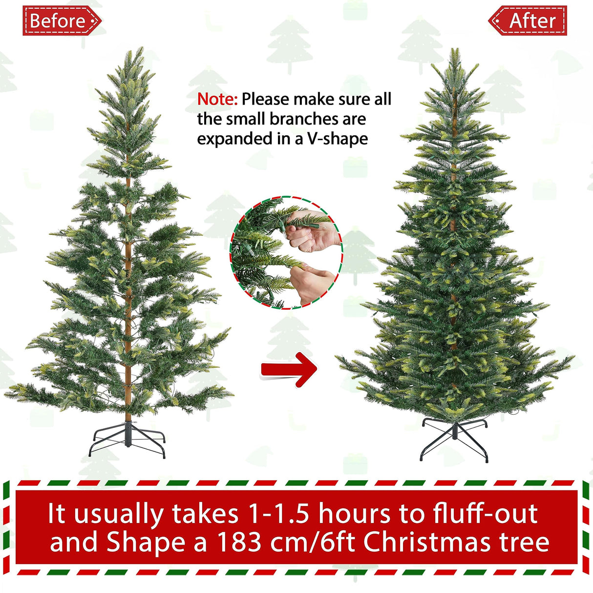 Yaheetech 6ft Pre-lit Aspen Fir Artificial Christmas Tree with 400 Incandescent Warm Lights Full Prelighted Xmas Tree w/828 Branch Tips & Foldable Stand for Home Holiday Decor, Green Yaheetech