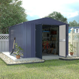 VEIKOU 8 x 10FT Storage Shed with Thickened Galvanized Steel, Outdoor Storage Shed with Lockable Door & Air Vents, Garden Tool Metal Shed for Patio Garage Yard, Grey VEIKOU
