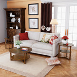 PADMA HOUSE 33.5" Round Wood Coffee Table, 2-Tier Solid Wood Rounded Circle Accent Coffee Table Center Cocktail Table Vintage Furniture for Home Living Room Bedroom,Espresso Brown 3338NC PADMA HOUSE