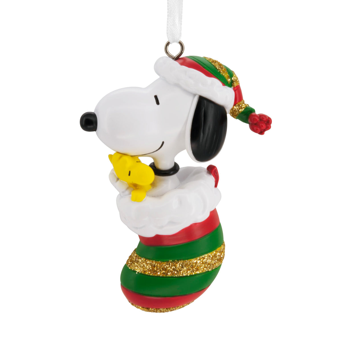 Hallmark Peanuts Snoopy and Woodstock in Stocking Christmas Ornament, Gifts for Peanuts Fans Hallmark