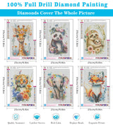 Meothan 6 Pack Diamond Painting Kits, Animal Diamond Art Kits for Adults Full Drill Diamond Paintings Kits for Adults Beginners DIY Animal Diamond Painting Set Gem Art Wall Decor 9.8x13.8inch Meothan
