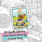 ColorIt Delightful Desserts and Sweet Treats Adult Coloring Book - 50 Single-Sided Designs, Thick Smooth Paper, Lay Flat Hardback Covers, Spiral Bound, USA Printed, Desserts Coloring Pages ColorIt