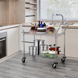 Finnhomy 2-Tier Commercial Grade Rolling Cart, Heavy Duty Utility Cart, Carts with Wheels and Handles, Kitchen Cart on Wheels, Metal Serving Cart with 500 lbs Capacity, Shelf Size 20" D x 36" W, NSF Finnhomy