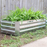 Sunnydaze 11.75" H Raised Metal Garden Bed - Galvanized Raised Garden Bed Outdoor for Vegetables and Flowers - Woodgrain - 4' x 2' Silver Sunnydaze