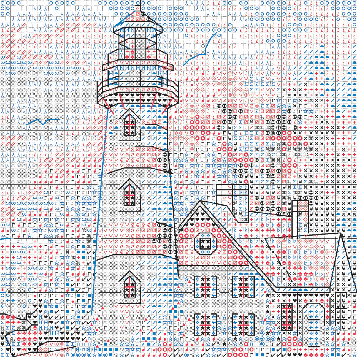 DIMENSIONS 6883 Gold Collection Counted Cross Stitch Kit, Beacon at Dawn, 18 Count Ivory Aida, 5'' x 7'' Dimensions