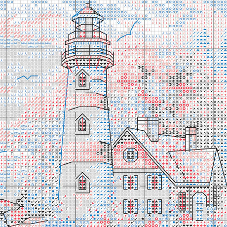 DIMENSIONS 6883 Gold Collection Counted Cross Stitch Kit, Beacon at Dawn, 18 Count Ivory Aida, 5'' x 7'' Dimensions