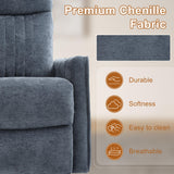 Manual Swivel Rocker Recliner Chair for Adults, Overstuffed Reclining Glider Chair for Nursing with Vibration Massage & Heat, Living Room Rocking Recliner 2-Stage backrest, Chenille Fabric Blue EZZUP