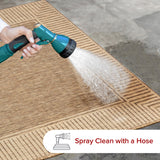 nuLOOM 4' x 6' Outdoor Area Rug, Casual Design With Striped Border, Stain Resistant, Highly Durable, For Patio, Balcony, Bedroom, Living Room, Dining Room, Bathroom, Light Brown nuLOOM