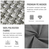 WAROOM Patio Furniture Set 6 Piece Grey Wicker Outdoor Furniture Patio Sectional Sofa Couch PE Rattan Conversation Sets with Fire Pit Table, Grey cushion WAROOM