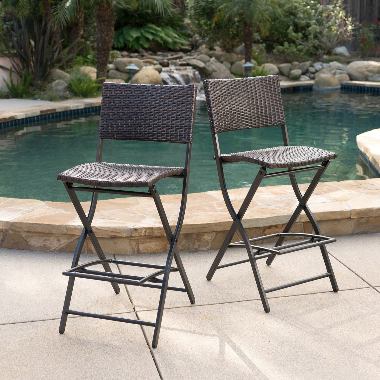 Christopher Knight Home Margarita Outdoor Wicker Barstools, 2-Pcs Set, Multibrown Christopher Knight Home