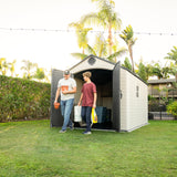 Lifetime Outdoor Storage Shed, 8x15 Ft, Desert Sand, Resin Backyard Tool Shed with Lockable Doors and Weather-Resistant Panels Lifetime