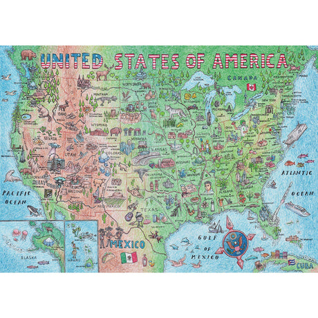 A2PLAY USA Map Puzzle 1000 Piece for Adults, United States of America, Patriotic Jigsaw Puzzle & Bonus Fact Poster, Premium Materials, 27.5 x 19.7 in A2PLAY