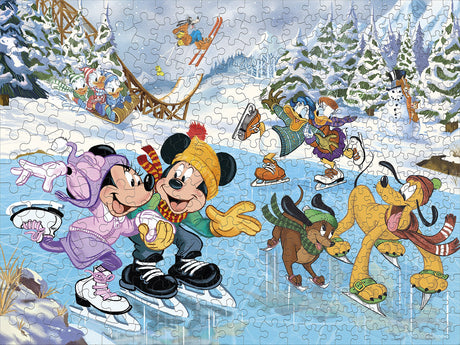 Ceaco - Disney Holiday - Together Time - Mickey & Minnie Skating - 400 Piece Jigsaw Puzzle Ceaco