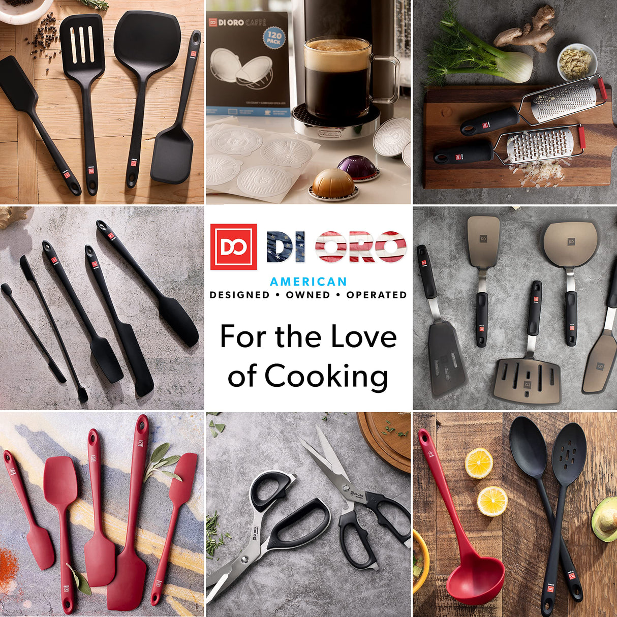 DI ORO Living Spatulas for Kitchen Use - Spatulas Silicone Heat-Resistant up to 600°F - Turner Spatula Set for Cooking - BPA Free Wide Pancake Spatulas - Egg Flippers for Nonstick Cookware Safe (3pc) di Oro Living