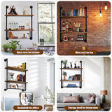 GILPWA Industrial Pipe Shelving 2 Tiers 24in Bathroom Floating Shelves Wall Mounted with Paper Storage Basket Retro Wood Floating Shelf Sundries Holder for Home Decor Livingroom Bedroom GILPWA