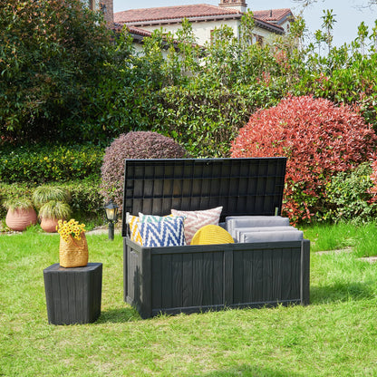 YITAHOME 120 Gallon Outdoor Storage Deck Box, Large Resin Patio Storage for Outdoor Pillows, Garden Tools and Pool-Supplies, Waterproof, Lockable (Black) - WoodArtSupply