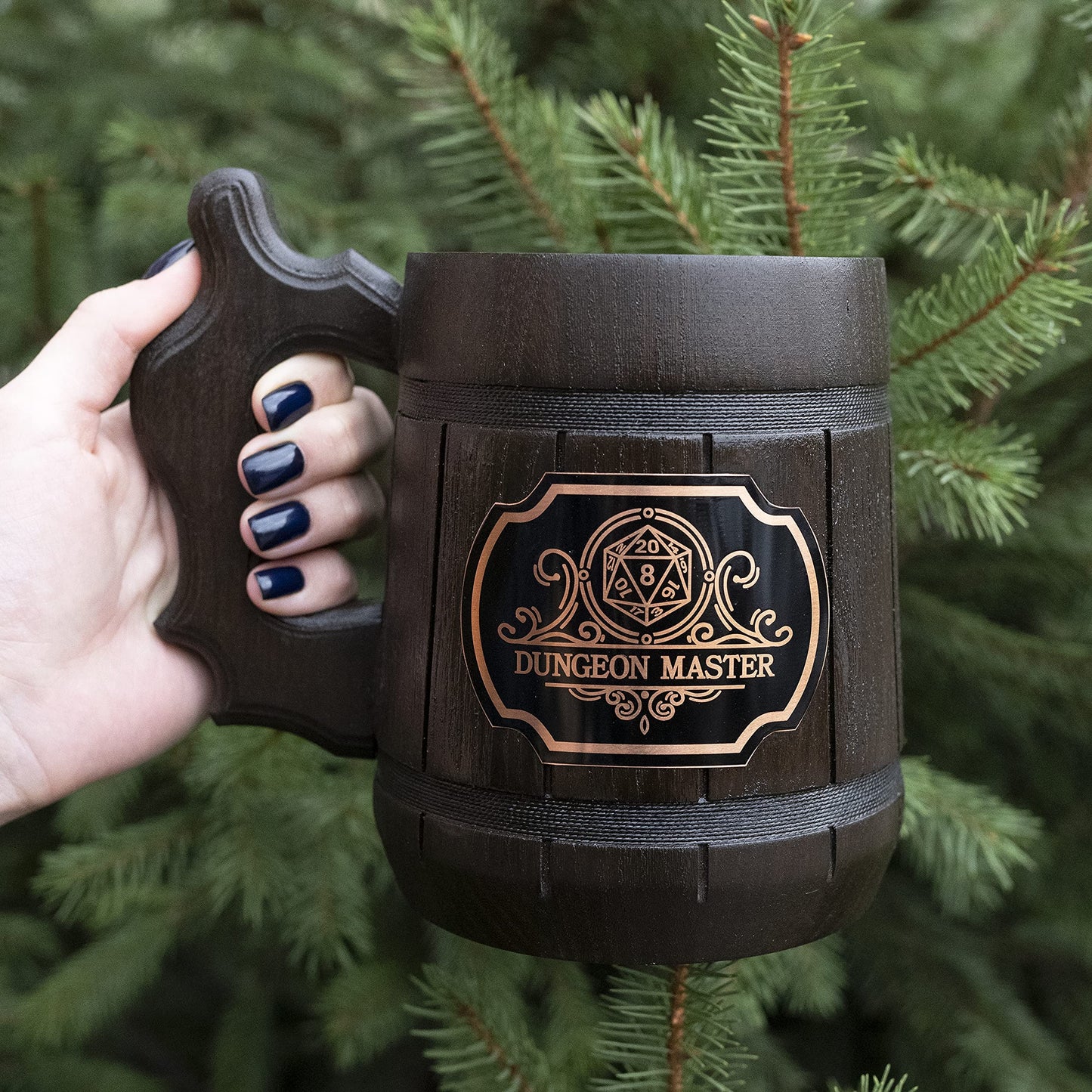 Fathers Day Gift for DM. Dungeon Master Beer Mug. Dungeon and Dragons Mug. Dungeon Master Stein. D&D Gift. Wooden Beer Stein. Best Gift. Wooden Beer Mug. Gamer Gift Beer Tankard K145 - WoodArtSupply