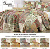 Chezmoi Collection Delaney 3-Piece Floral Patchwork Pre-Washed 100% Cotton Quilt Set, King Chezmoi Collection