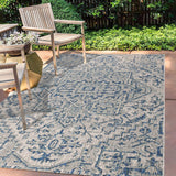 JONATHAN Y Boho Medallion Indoor Outdoor Area Rug 4X6 Navy/Gray, Estrella Textured Weave for Backyard, Patio, Porch, Easy-Cleaning, High Traffic, Pet-Friendly, Non-Shedding (SMB105B-4) JONATHAN Y