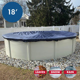 Winter Block WC18R Aboveground Pool Winter Cover 18’ Ft. Round, 8-Year Warranty Includes Winch and Cable, Superior Strength & Durability, UV Protected, 18', Solid Blue Winter Block