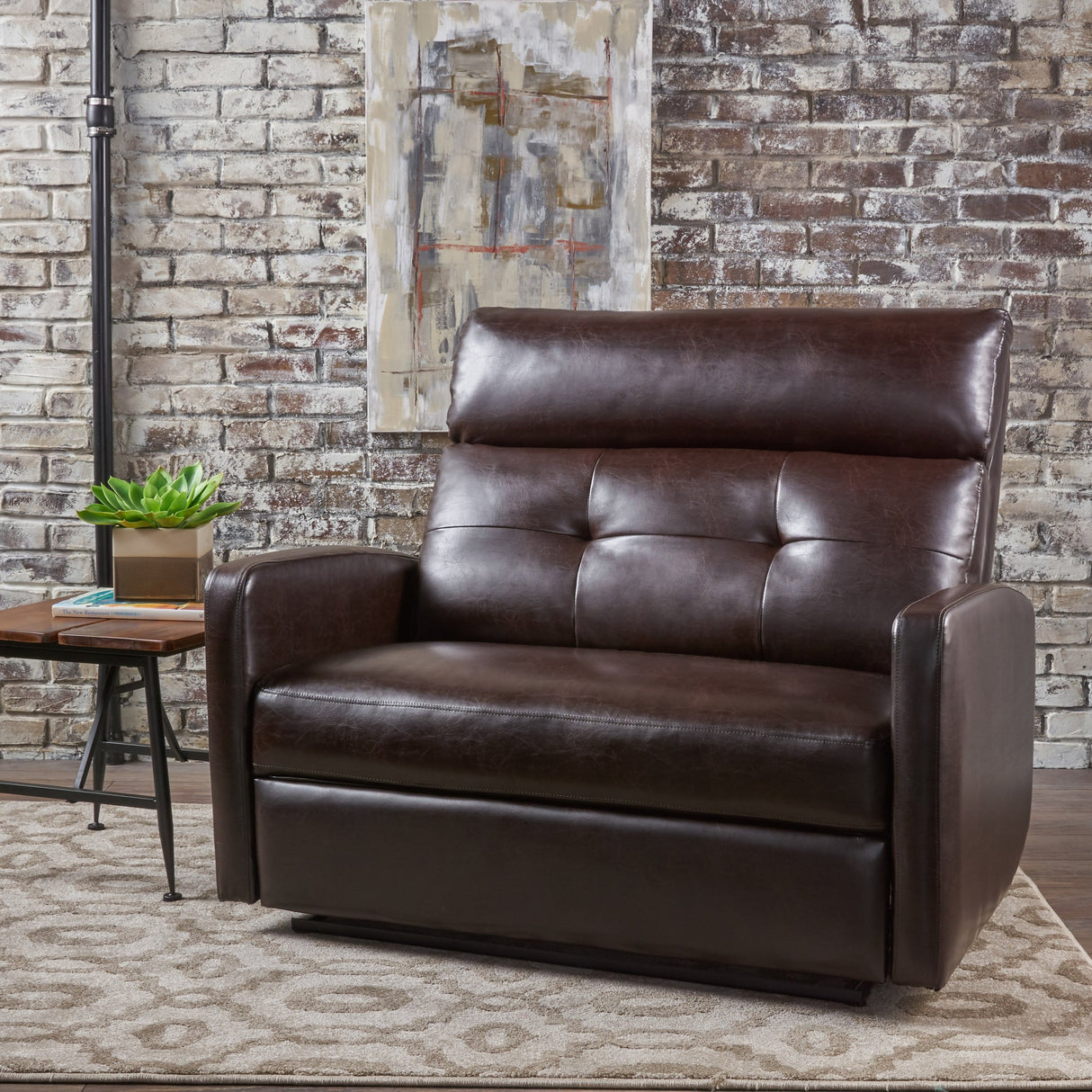 Christopher Knight Home Halima Leather 2-Seater Recliner, Brown, 37. 01 x 46. 46 x 39. 96 inches Christopher Knight Home
