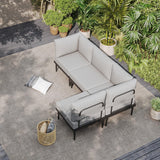 Sundale Outdoor 4 Pieces Metal Patio Furniture Set, Outdoor Sectional Sofa w/6 Inch Olefin Cushion, Modern Outdoor Conversation Sets Sundale Outdoor
